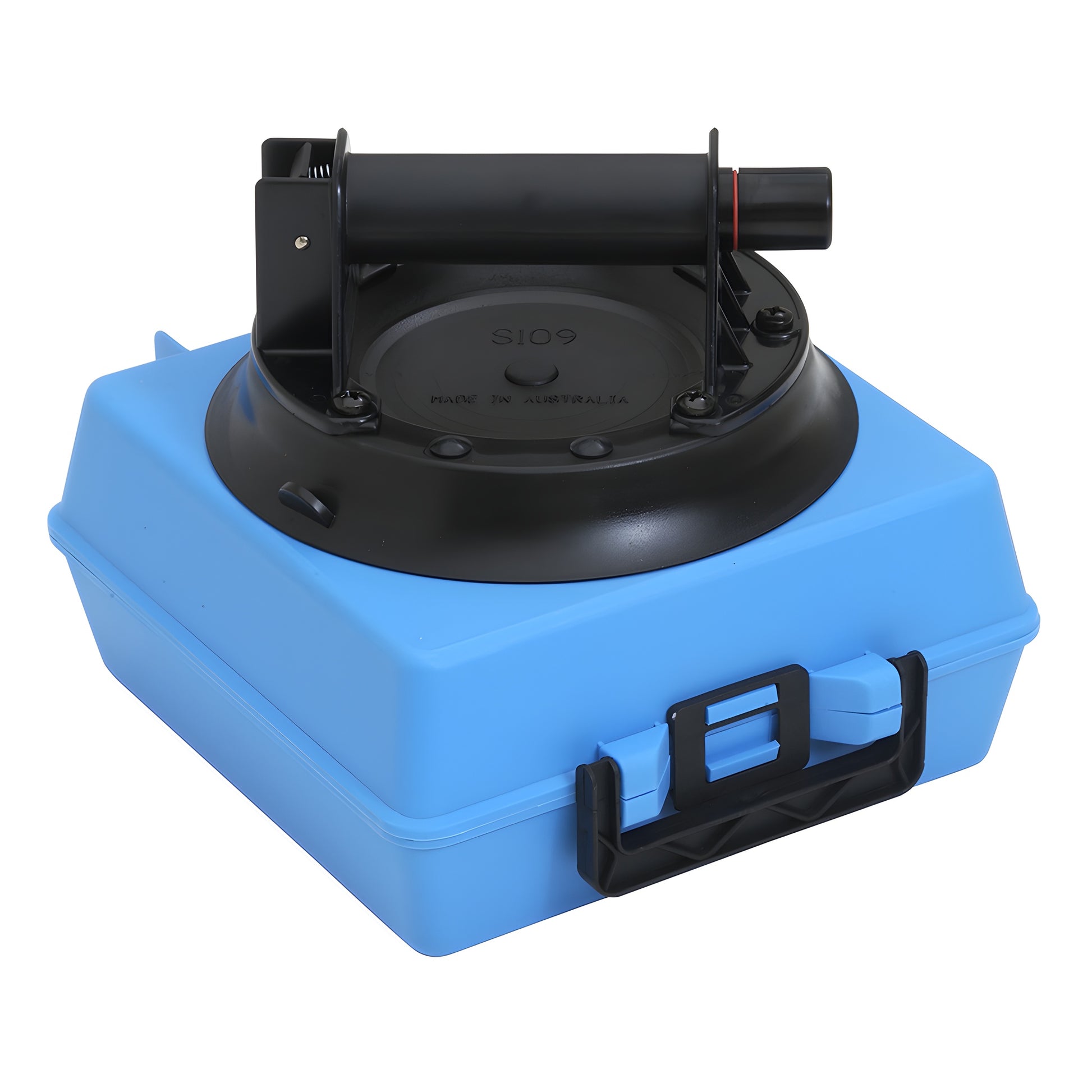 S109 CRL 8" pump-up vacuum lifter, black 8in rubber suction cup with ABS handle and red safety ring.