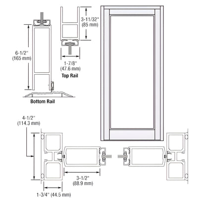 CRL-U.S. Aluminum 800 White Kynar Center-Hung Entrance Door No Prep