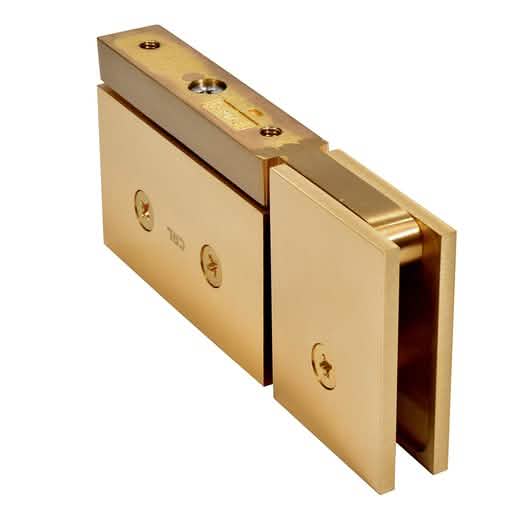 CRL Satin Brass Cardiff Pivot with U-Clamp Hinge for Glass Doors - Top/Bottom Mount