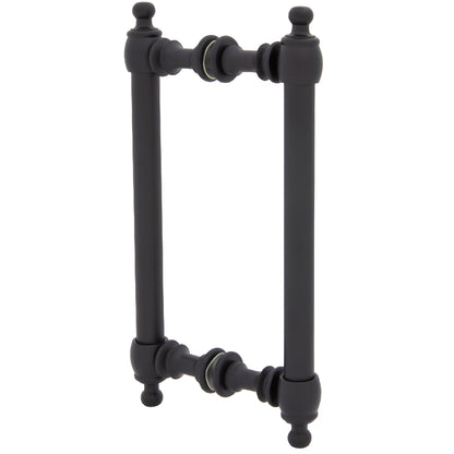 Colonial-style back-to-back shower pull handle, oil-rubbed bronze brass, fits 6-12mm tempered glass (SKU C0L8X80RB)