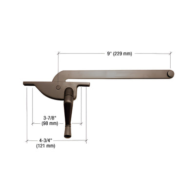 CRL Bronze 9" Left Hand Teardrop Series Casement Window Operator