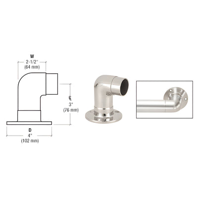 CRL Polished Stainless Flush Wall Return for 2" Tubing
