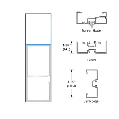 CRL U. S. Aluminum Bronze Black Anodized NOA 1-3/4" x 4-1/2" Transom Frame for Right Hand Swing Out Single Door