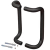 A pair of dark bronze aluminum offset pull handles shown with back-to-back mounting hardware.