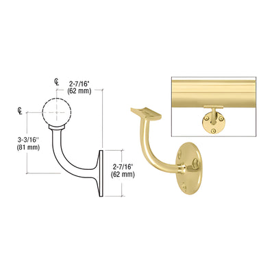 CRL Polished Brass Del Mar Series Wall Mounted Short Arm Hand Rail Bracket