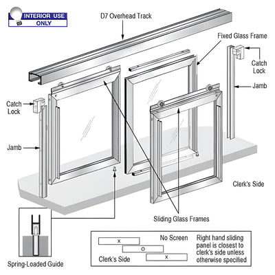 CRL Horizontal Sliding Arlene Model Pass-Thru Assembly with D7 Header / No Screen