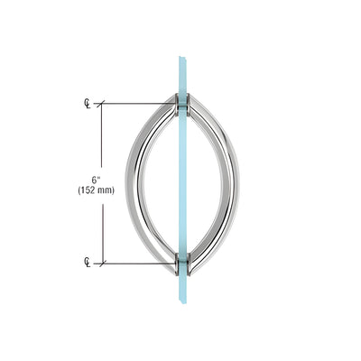 CRL Polished Chrome 6" Crescent Style Back-to-Back Pull Handles Without Metal Washers