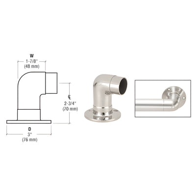 CRL Polished Stainless Flush Wall Return for 1-1/2" Tubing