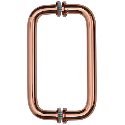 CRL Rose Gold 8" Back-to-Back Solid Brass 3/4" Diameter Pull Handles with Metal Washers