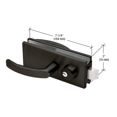 CRL Black Bronze Anodized Glass Mounted Latch with Lock, Thumbturn, and Lever Handles- North American