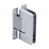 A polished chrome Cologne 037 series wall mount hinge with an H-style back plate shown from an angled perspective.