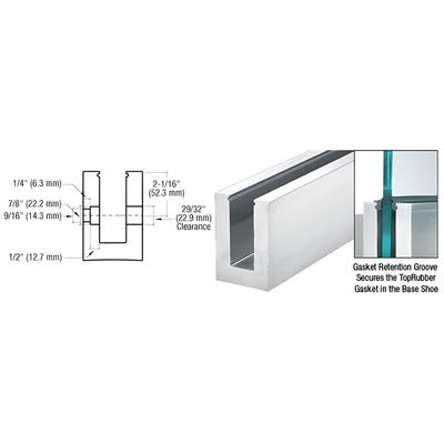 CRL B7S Series Mill Aluminum 240" Heavy-Duty Square Base Shoe Fascia Mount Drilled for 3/4" Glass