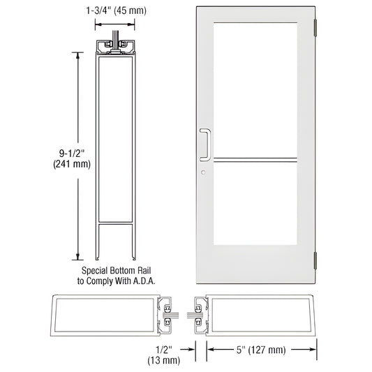CRL-U.S. Aluminum White KYNAR 550 Wide Stile Entry Door, Closer Ready