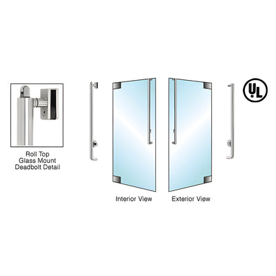 CRL-Blumcraft® Brushed Stainless Right Hand Reverse Roll Top Glass Mount Cylinder/Thumbturn "J" Exterior Top Securing Deadbolt Handle