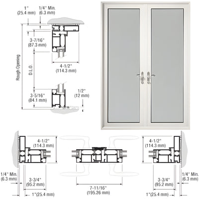 CRL-U.S. Aluminum S900 White KYNAR® Terrace Door Pair - Closer-Ready