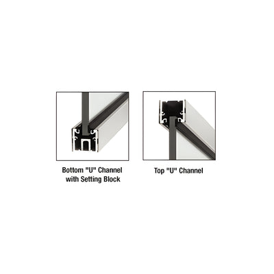 CRL Brushed Stainless Custom Length Steel U-Channel with Roll-In Top Load Gasket