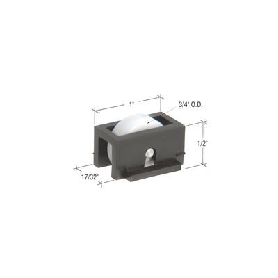 CRL 3/4" Flat Edge Nylon Ball-Bearing Window Roller with 1" Wide Housing