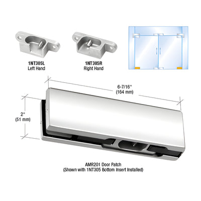CRL Polished Stainless LH European Bottom Door Patch Fitting