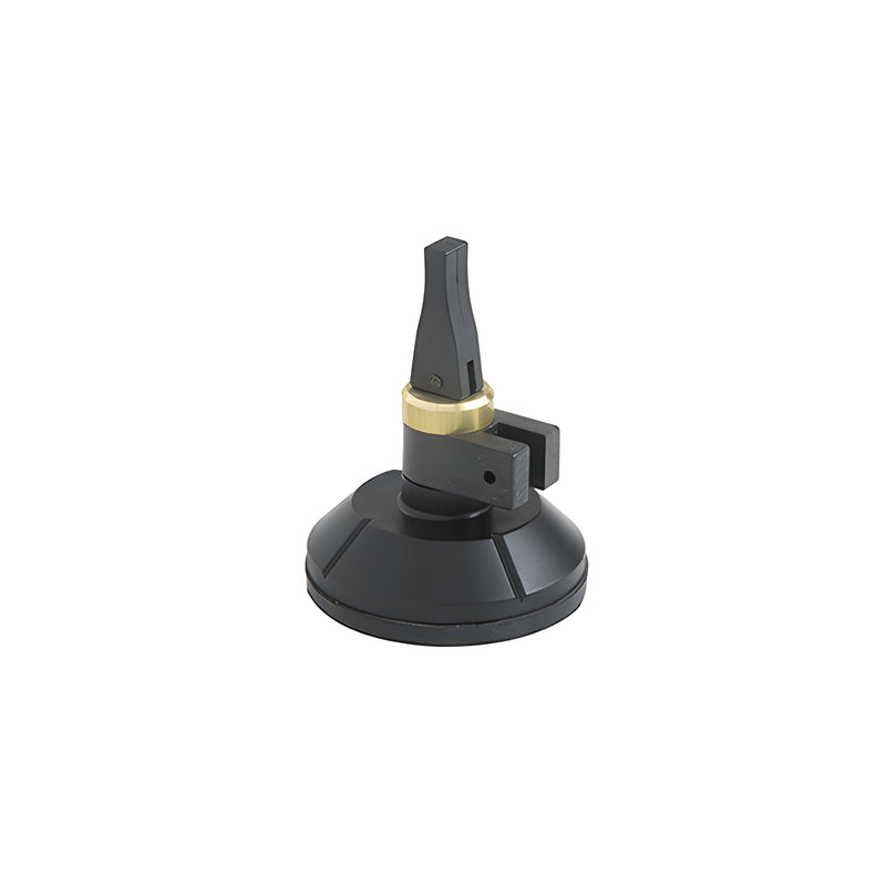 A black vacuum cup assembly with a brass collar and mounting bracket for CRL circle cutters.