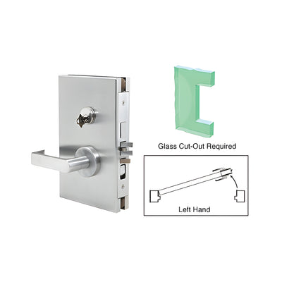 CRL Satin Anodized 6" x 10" LH Center Lock With Deadlatch in Entrance Lock Function