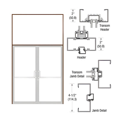 CRL-U.S. Aluminum Custom Size Dark Bronze/Black Anodized Class 1 Series 451 Open Back Butt Hinge Transom Frame Complete (2FT)