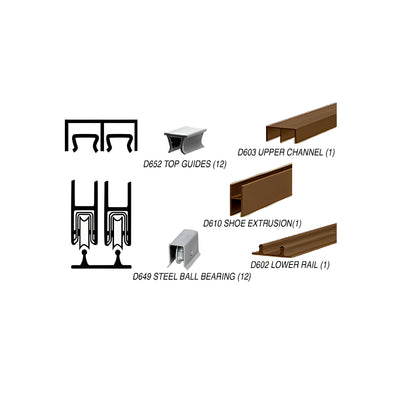 CRL Duranodic Bronze Anodized Track Assembly D603 Upper and D602 Lower Track With Steel Ball-Bearing Wheels