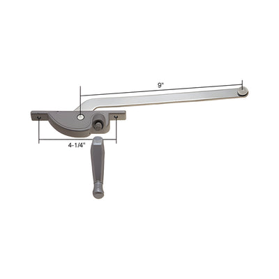 CRL 9" Left Hand Aluminum Casement Window Operator 4-1/4" Screw Hole for Fenestra