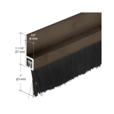 CRL 96" Extruded Dark Bronze Anodized Brush Door Sweep with 1" Nylon Bristle