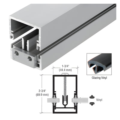 CRL-U.S. Aluminum Clear Anodized Deep Division Bar with Vinyl 1-3/4" x 2-3/4" - 24'