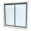 A 48-inch by 48-inch pass-thru assembly with a Duranodic Bronze finish and two closed sliding glass panels.