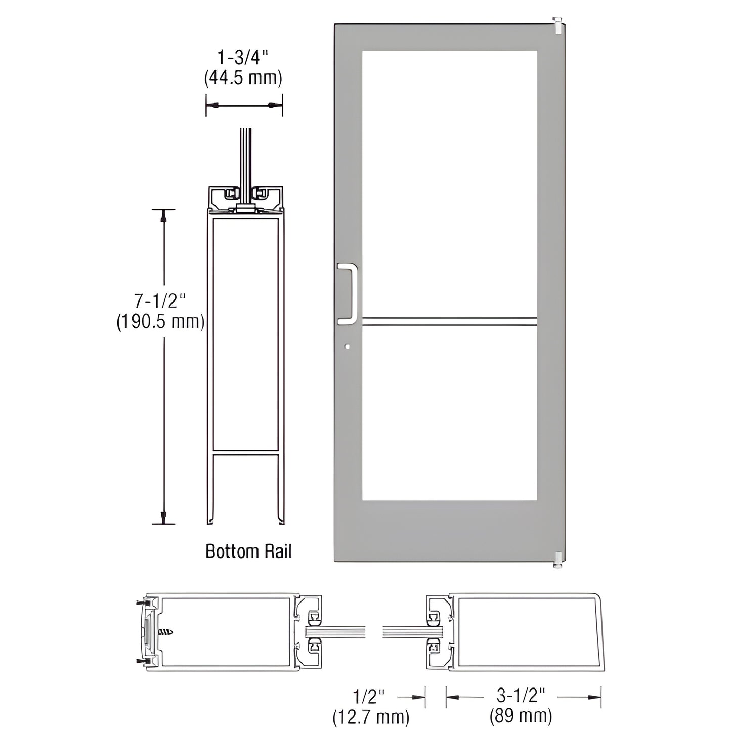 CRL-U.S. Aluminum 400 Clear Anodized Door 36x84 Offset Pivot Closer