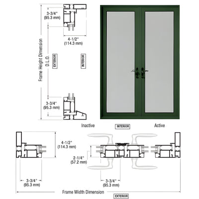 CRL-U.S. Aluminum Custom KYNAR® Paint Series 900 Terrace Door Pair Swing Out