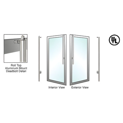 CRL-Blumcraft® Brushed Stainless Right Hand Reverse Roll Top Aluminum Door Mount Cylinder/Cylinder "JS" Exterior Top Securing Deadbolt Handle