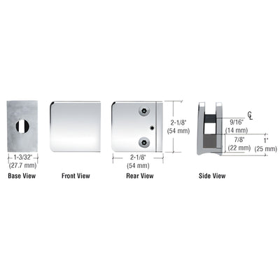 CRL Chrome Z-Series Large Square Clamp for 3/8" Glass