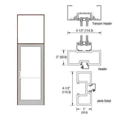 CRL-U.S. Aluminum Dark Bronze/Black Anodized Class 1 40" x 126" Series DF800 Tubular Gear Hinge Transom Frame Complete (1FT)
