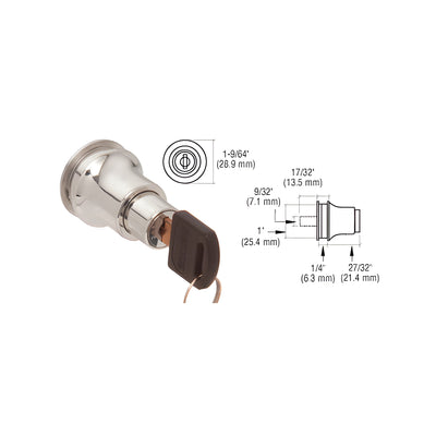 CRL Polished Chrome Keyed Alike Lock for Cabinet Glass Door
