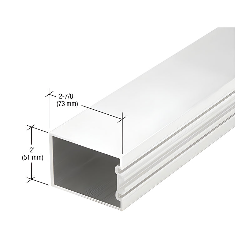 A white Kynar finished aluminum structural silicone glazed vertical mullion showing a 2-7/8 inch by 2 inch rectangular profile.