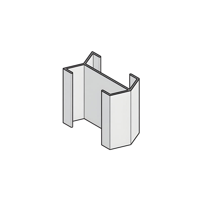 A technical line drawing of a mill finish aluminum sleeve designed for 135-degree corner mullions.