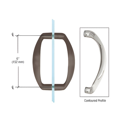 CRL Oil Rubbed Bronze 6" Back-to-Back Sculptured Solid Pull Handle
