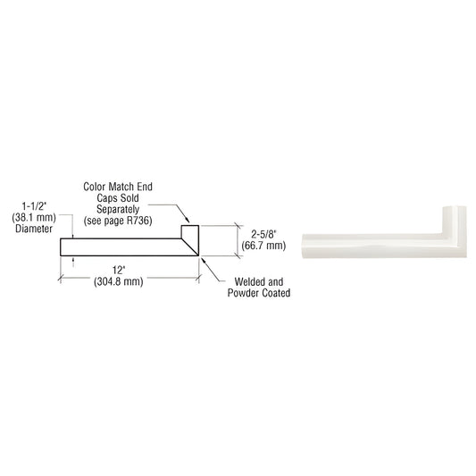 CRL Sky White Quick-Connect Wall Handrail Return for 1-1/2" Tubing