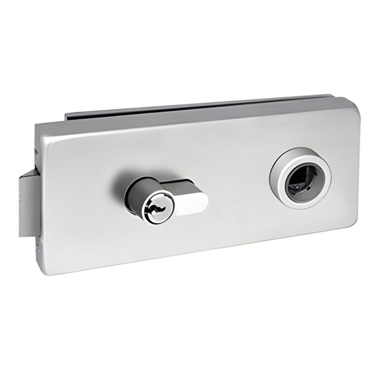 Fallbrook Satin Anodized Square Door Latch Housing with Keyed Cylinder