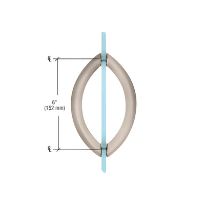 CRL Brushed Nickel 6" Crescent Style Back-to-Back Pull Handles Without Metal Washers