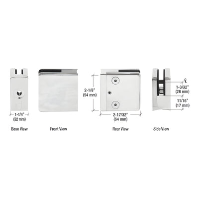 CRL 316 Brushed Stainless Radius Base Clamp for 1/2" and 9/16" Glass