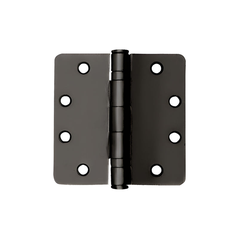 A bronze-finished standard weight ball bearing template butt hinge with 1/4 inch radius corners and a removable pin.
