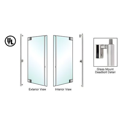 CRL-Blumcraft® Brushed Stainless Left Hand Double Acting Glass Mount Cylinder/Thumbturn 'F' Top Secured Deadbolt Exterior Handle