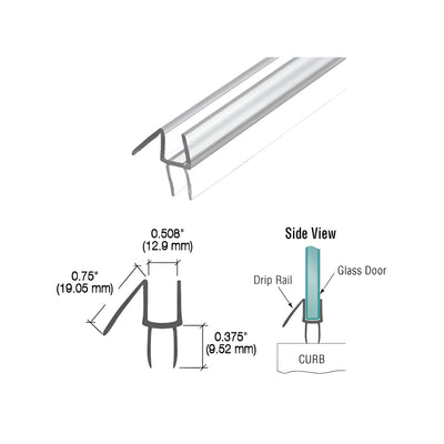 CRL Clear Co-Extruded Bottom Wipe With Drip Rail for 1/2" Glass