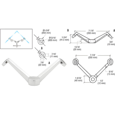 CRL Polished Stainless Regular Duty Spider Fitting 90 Degree 2V Arm Column Mount