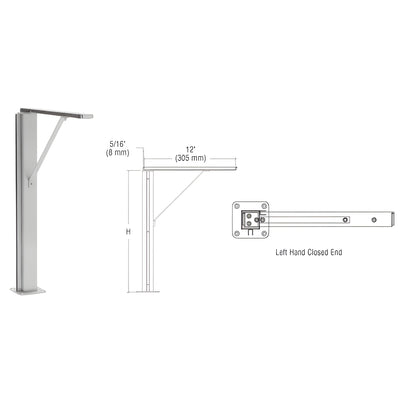 CRL Brushed Stainless Left Hand Closed End 18" Plaza Series Sneeze Guard Post With Top Shelf