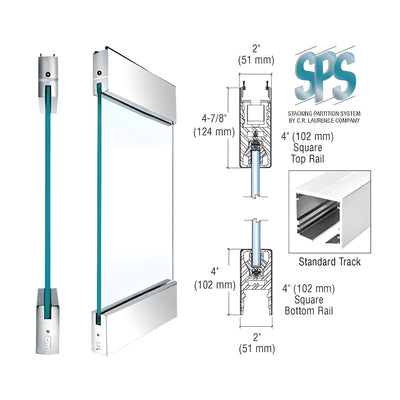 CRL Polished Stainless Type 1 Standard SPS with 4" Square Rails Top and Bottom
