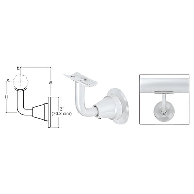 CRL Satin Anodized Aluminum Newport Series Wall Mounted Hand Rail Bracket